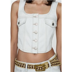 Chaleco vaquero crop bolsillos