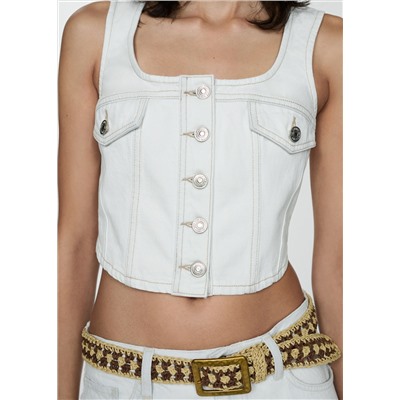 Chaleco vaquero crop bolsillos