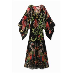 Vestido largo loose manga ancha 3/4
