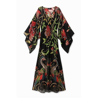 Vestido largo loose manga ancha 3/4