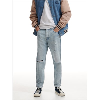 Jeans im Carrot-Fit in Used-Optik