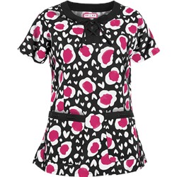 koi Scrubs Spots And Hearts Split Neck Print Top