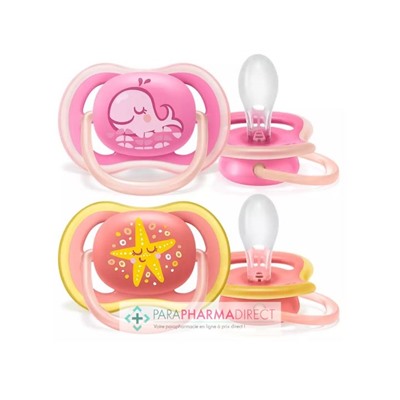 Avent Sucettes Ultra Air 6-18 mois Baleine & Etoile x2