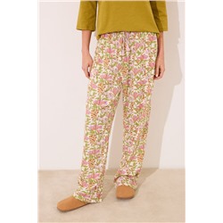 Pantalón largo 100% algodón flores