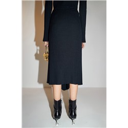 Falda midi Negro