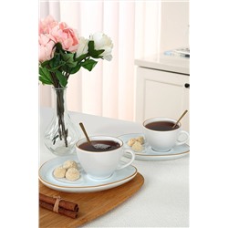 Keramika Beyaz Gold Çizgili Damla Çay / Kahve Sunum Seti 4 Parça 2 Kişilik ST606004F004A841600MAGD200