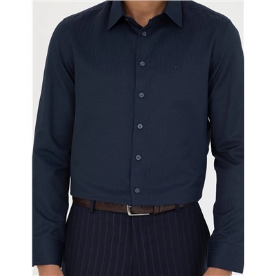 Lacivert Slim Fit Uzun Kollu Gömlek