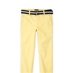 Boys Belted Stretch Chino Pants