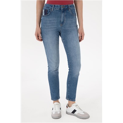 Kadın Mavi Slim High Waist Fit Jean Pantolon