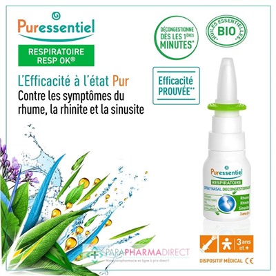 Puressentiel Respiratoire Spray Nasal Décongestionnant 15 ml