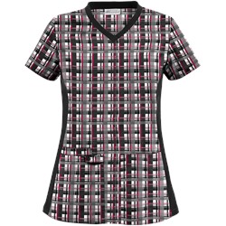 UA Plaid Sugar Berry Print Scrub Top