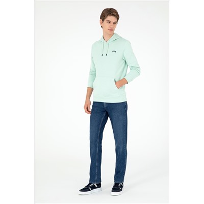 Erkek Su Yeşili Basic Sweatshirt