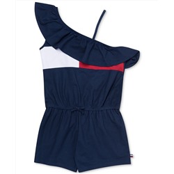 Tommy Hilfiger Big Girls Ruffle-Trim One-Shoulder Romper