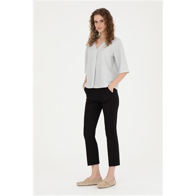 Kadın Siyah Toothpick Fit Kanvas Pantolon