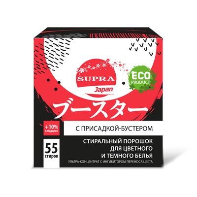 [SUPRA] Стиральный порошок для ЦВЕТНОГО И ТЕМНОГО БЕЛЬЯ с присадкой-бустером, 1100 г