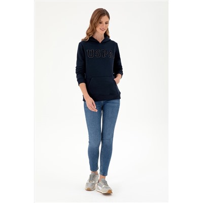 Kadın Lacivert Basic Kapüşonlu Sweatshirt