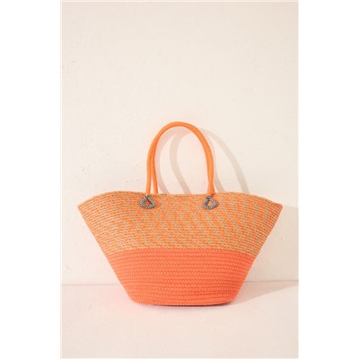 Bolso capazo rafia naranja