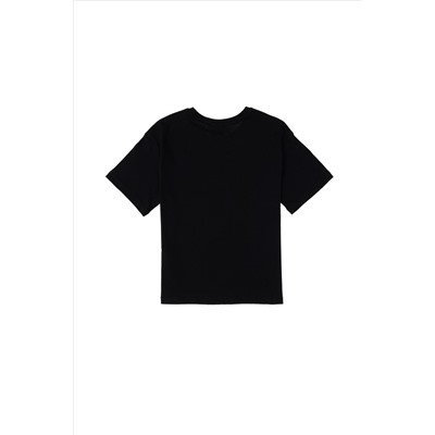 Erkek Çocuk Siyah Comfort Basic Bisiklet Yaka Tişört