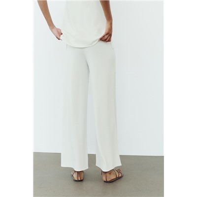 SOFT PIQUÉ WIDE-LEG TROUSERS