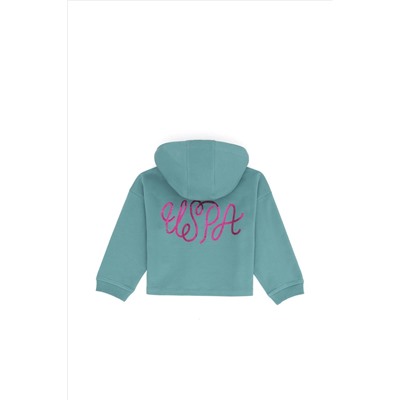Kız Çocuk Mint Kapüşonlu Sweatshirt