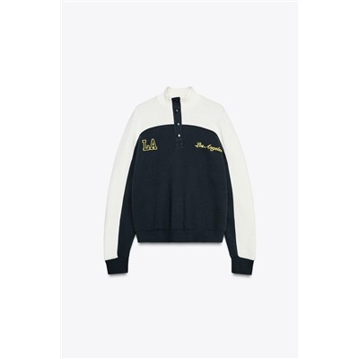 CONTRAST CHUNKY KNIT SWEATSHIRT
