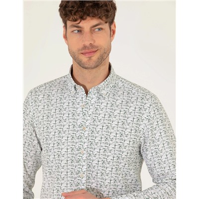 Haki Slim Fit Uzun Kollu Gömlek
