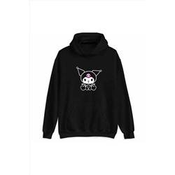 KorefanzinAnime Kuromi Kapüşonlu Sweatshirt Unisex Siyah