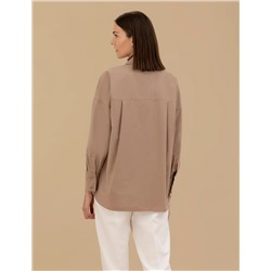 Camel Oversize Uzun Kollu Gömlek