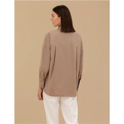 Camel Oversize Uzun Kollu Gömlek