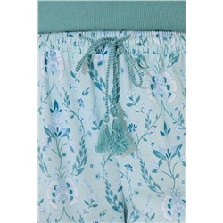 Pijama largo verde esmeralda flores