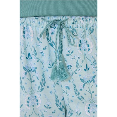 Pijama largo verde esmeralda flores