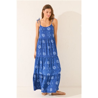 Vestido largo floral azul