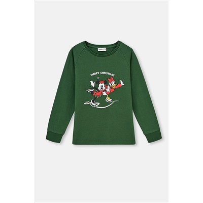 Dagi Yeşil Bisiklet Yaka Uzun Kol Disney Lisans Pijama Takımı 22WG17317BB_YES
