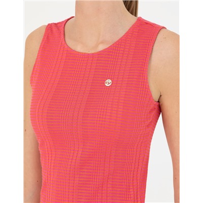 Fuşya Slim Fit Örme Elbise