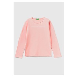 United Colors of Benetton Kız Çocuk 03Z Logo Baskılı T-Shirt Pembe 223A3096C10D3