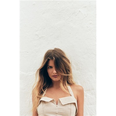 CHECK HALTER DRESS