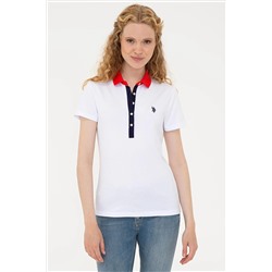 Kadın Beyaz Basic Polo Yaka Tişört