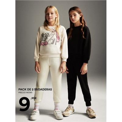 2-PACK OF CONTRAST PLAIN AND PRINTED SWEATSHIRTS