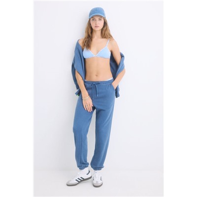 Pantalón largo jogger felpa azul