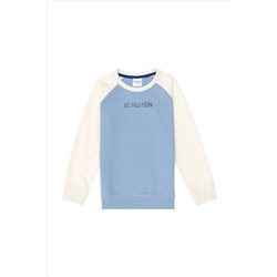 Erkek Çocuk Açık Mavi Bisiklet Yaka Sweatshirt