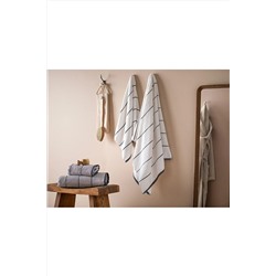 English Home Cosy Pamuklu Hamam Seti Gri-beyaz 10039246