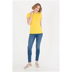 Kadın Sarı Basic Polo Yaka Tişört