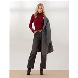 Balıkçı Yaka Bordo Slim Fit Basic Kazak