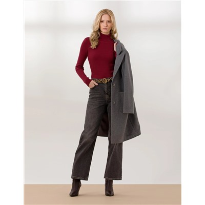 Balıkçı Yaka Bordo Slim Fit Basic Kazak