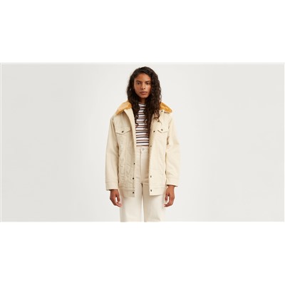 Oversized Corduroy Fur Trucker Jacket