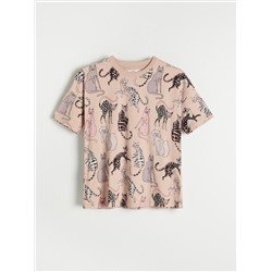 T-Shirt mit Katzenmuster