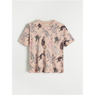 T-Shirt mit Katzenmuster