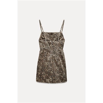 TRF SHORT DENIM ANIMAL PRINT DRESS