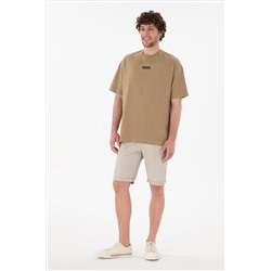 Erkek Oversize Fit Bisiklet Yaka Haki Tişört