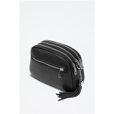 Bandolera de piel Negro y plateado - Firenze Artegiani